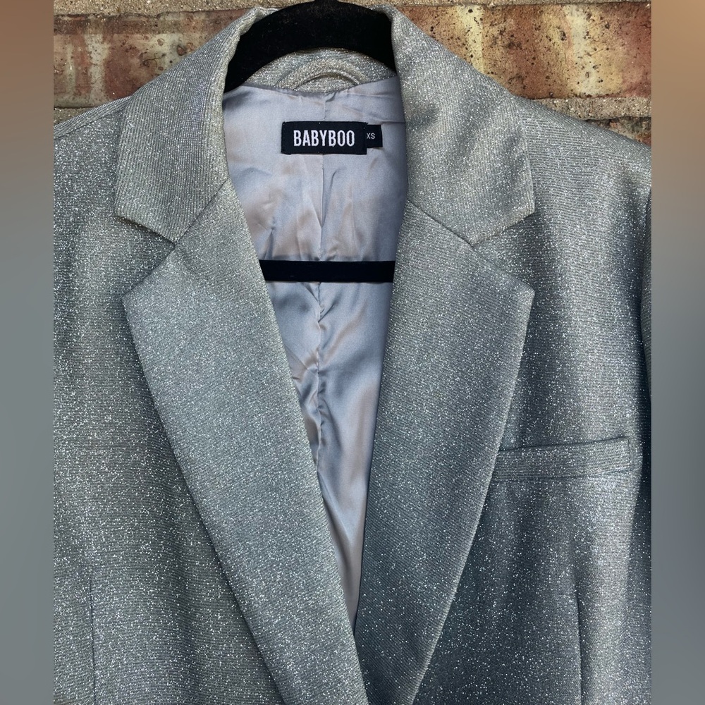 Babyboo Metallic Silver Double Breasted Blazer🖤 - Picture 4 of 14